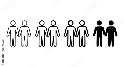 Couple Icons, Partnership Symbols, Relationship Graphics, Human Connection Vector Set