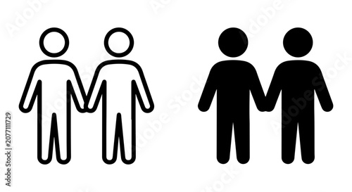 Two People Holding Hands Icon Set, Friendship, Partnership, Support, Equality, Simple Vector Graphics