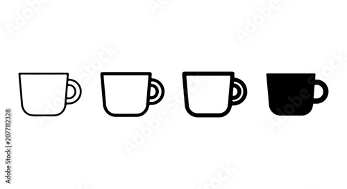 Obraz na plátne Espresso Cup Icons, Coffee Mug Vector Set, Hot Beverage Drinkware Graphics, Mini