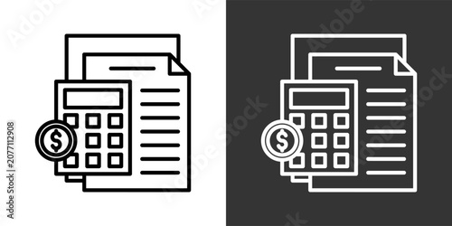 Tableau sur toile Budget Black And White Icon Set Collection Pack Vector Illustration