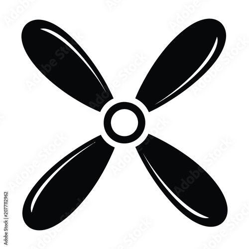 Black fan propeller icon on white background simple design