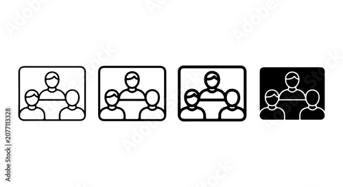 Video Conference Icons: Group Meeting, Online Collaboration, Remote Teamwork, Digital Communication