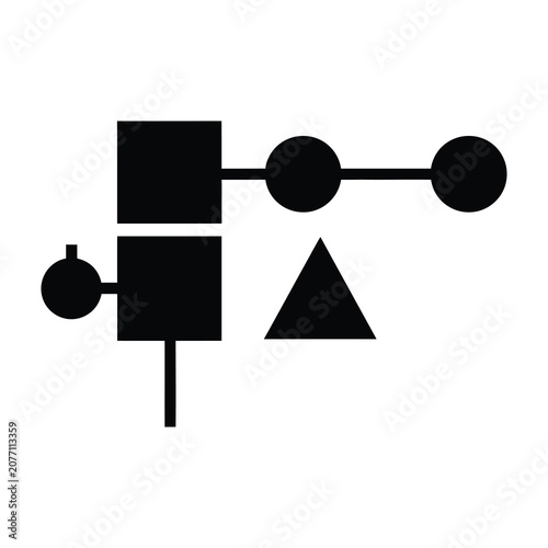 Minimalist Black Geometric Abstract Composition Featuring Squares Circles Triangle