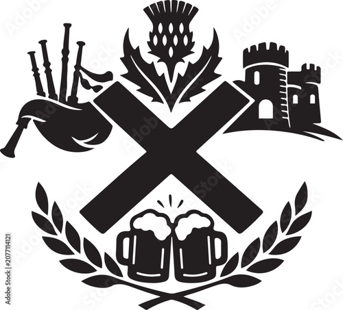 Photos St Andrew's Day celebration icon, Scottish national holiday symbol vector illustration