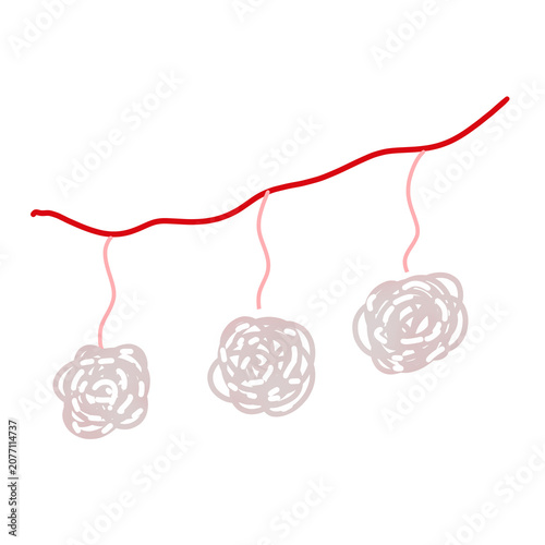 Hand Drawn Hanging String Decoration Doodle Isolated on White Background