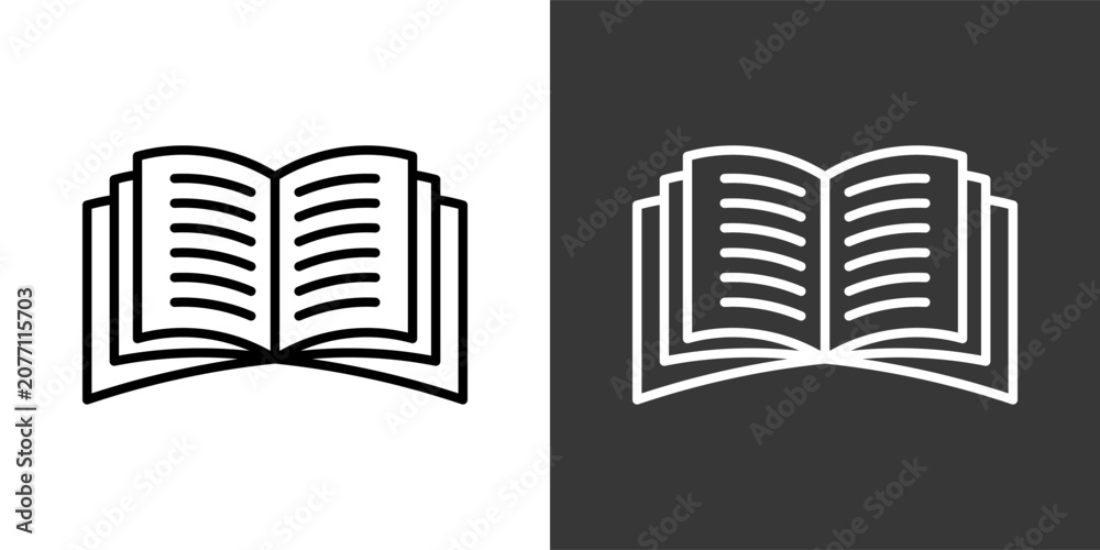 Obraz premium Book White And Black Icon Set Collection Pack Vector Illustration