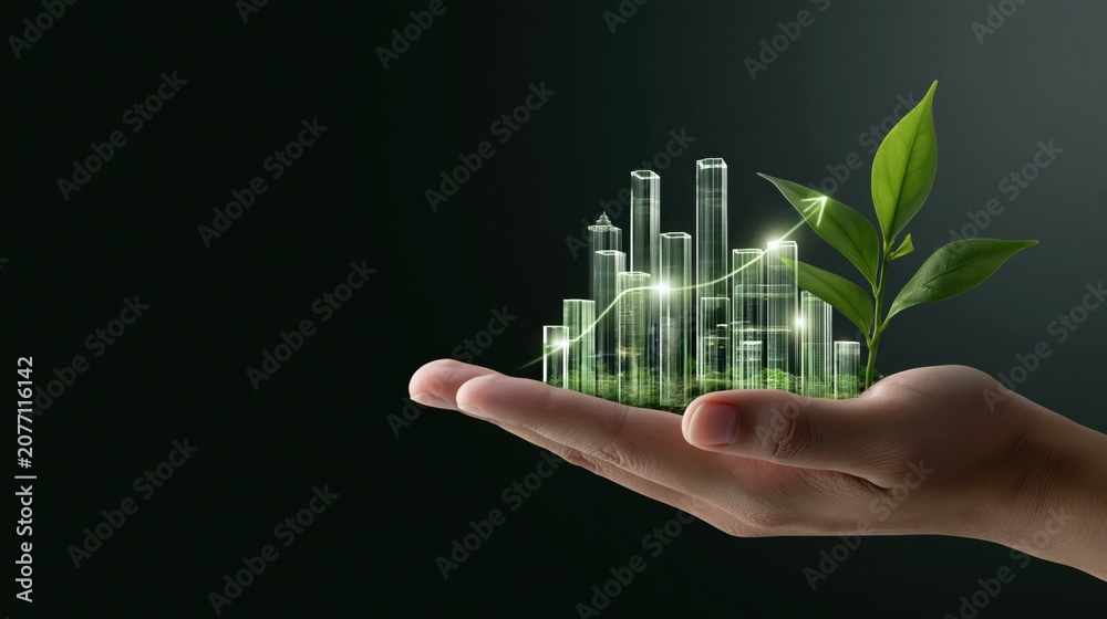 Naklejka premium Sustainable Investments: Growth through Green Finance Concept