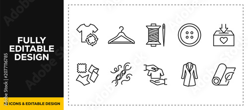 Photos flat vector illustration line art icon bundle set design illustrating sewing tai
