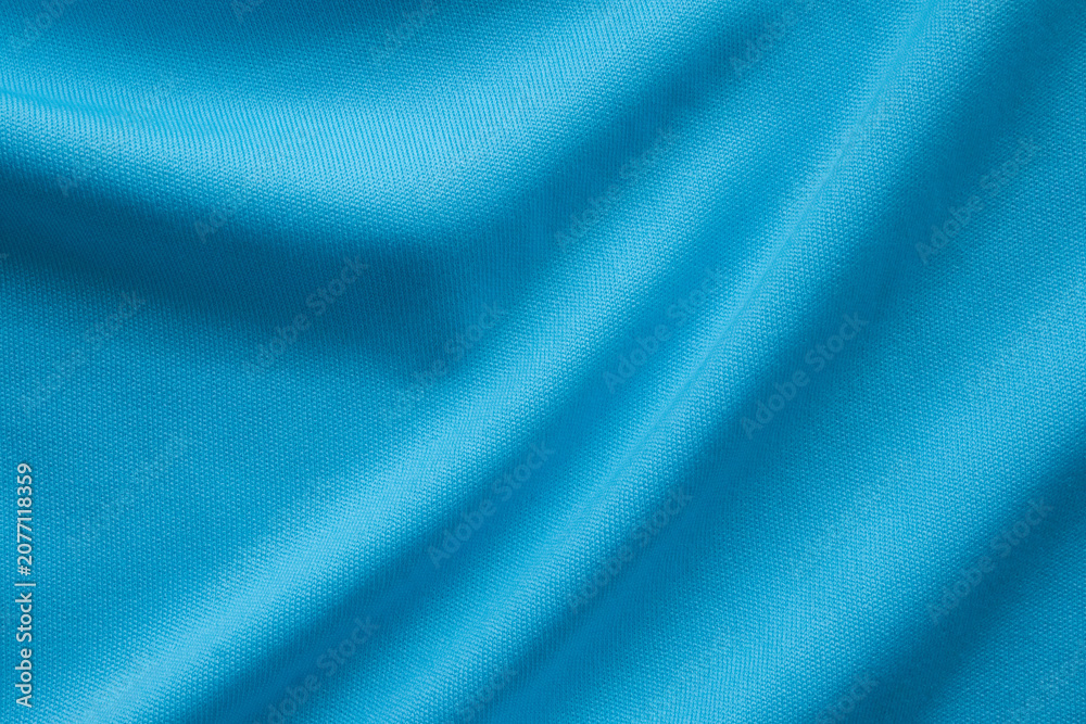 Fototapeta premium Blue sports clothing fabric football shirt jersey texture