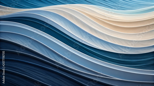 Abstract Gradient Waves in Blue and White Minimalist Texture