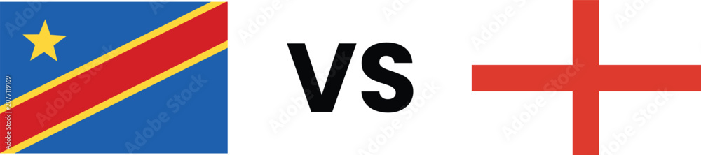Fototapeta premium Democratic republic of the congo vs england flag comparison