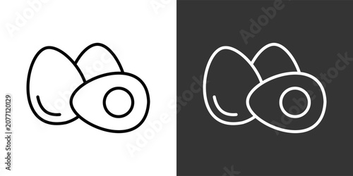 Tableau sur toile Eggs White And Black Icon Set Collection Pack Vector Illustration
