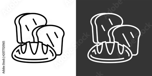 Quadro su tela Bakery White And Black Icon Set Collection Pack Vector Illustration