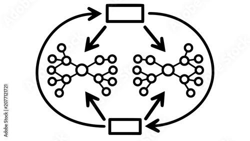 Bild auf Leinwand Dna replication process diagram with molecular structure