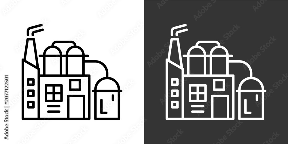 Fototapeta premium Refinery White And Black Icon Set Collection Pack Vector Illustration