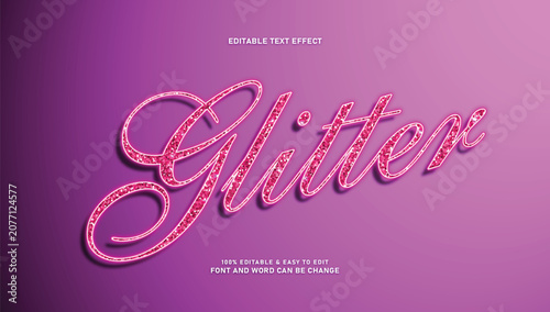 Obraz na płótnie Pink glitter text effect vector editable illustration