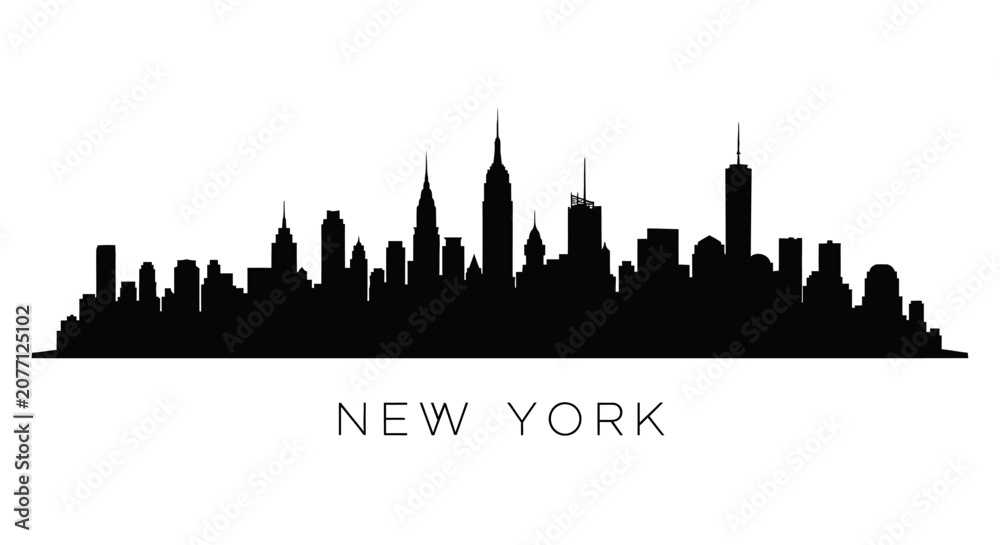 Obraz premium New York City Skyline Silhouette - Black and White Vector