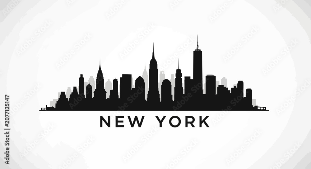 Obraz premium New York City Skyline Silhouette - Black and White Vector