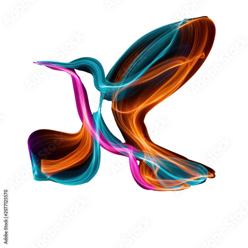 Stylized calla lily created from luminous flowing ribbons, isolated as a high quality PNG with transparent background for botanical and decorative artwork.