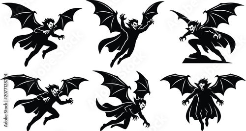 Foto Vampire silhouette collection six dynamic poses for halloween and gothic designs