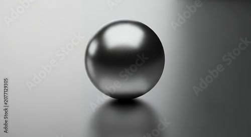 Metallic Sphere Reflecting Light on a Smooth Surface.