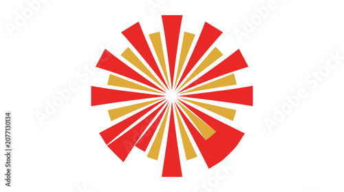 Abstract Red and Gold Radiating Sunburst Geometric Vector Illustration for Modern Logo Design