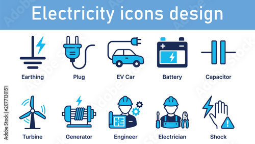 Tableau sur toile Electricity icon set