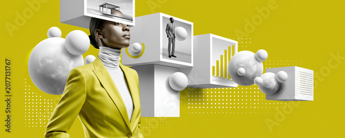 A documentary-style image capturing the impact of venture capital - a series of photos within a photo, showing a startup's journey from idea to either success or failure, with a venture capitalist