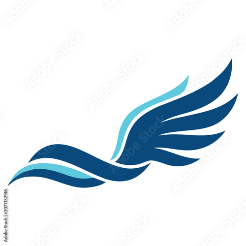 Foto Low Profile Curved Blue Wing Logo gracefulness flowing lines dynamic