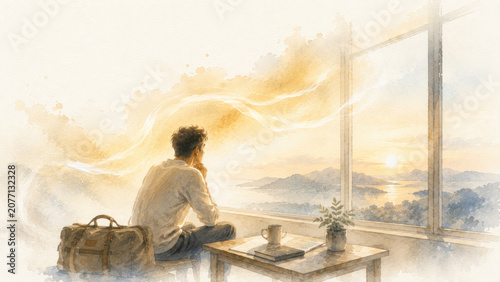 Whispers of the Holy Spirit Series – Trusting God Before a New Journey, Minimalist Watercolor Illustration