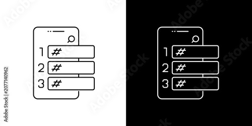 Konstfotografi Single icon of mobile phone app displaying a numbered list with hashtag symbols,