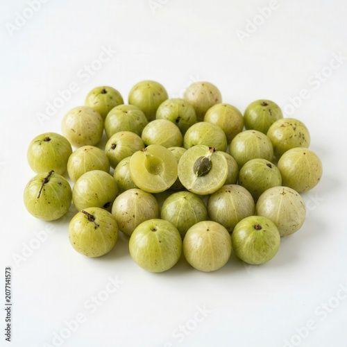 Fresh Indian Gooseberry Amla on White Background