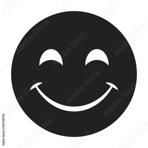 Obraz na plátně Black smiley face emoticon icon symbol simple design