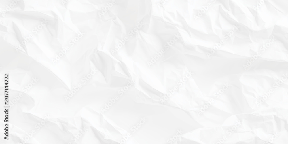 Fototapeta premium Abstract white crumpled paper texture featuring realistic wrinkled folds creases and subtle shadows blank background