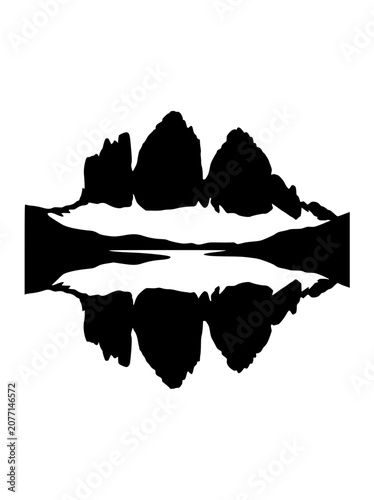 Mountain Silhouette with Water Reflection Minimalist Graphic