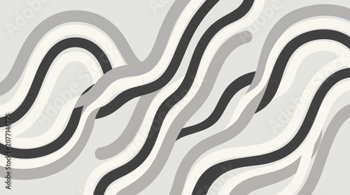 Foto Abstract wavy lines in gray and black.