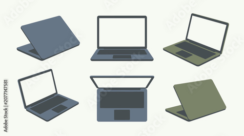 Collection of laptops in various positions.