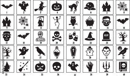 Fotografía Collection of various halloween icons and symbols