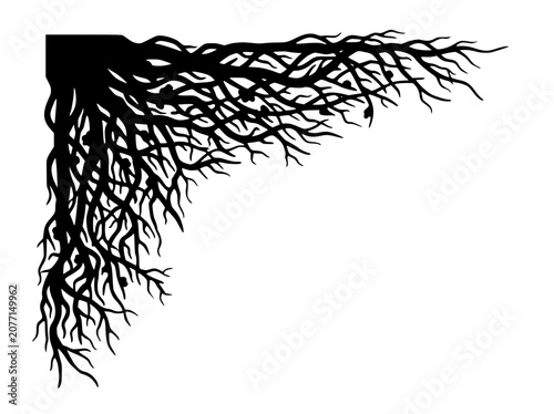 Tree Root Silhouette Corner Frame Decorative Element