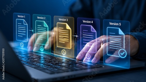 Software version management and digital document update system interface