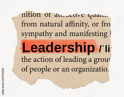 Fotografie Leadership definition, ripped dictionary word, Ephemera torn paper