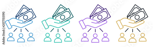 Canvastavla hand gives money to people finance icon set on transparent background