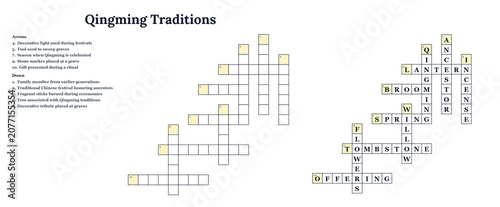 Fotografía Qingming traditions crossword puzzle in educational style with answer