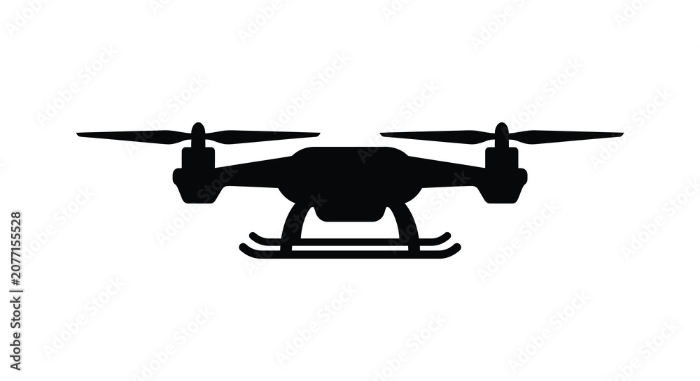 Fototapeta premium Drone Silhouette Against A White Background Aerial Vehicle Shape
