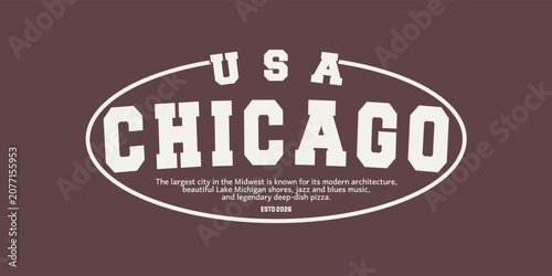 Valokuva Retro vintage typography college varsity chicago state slogan print for graphic