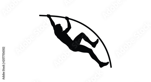 Photography Pole vaulter silhouette against a white background athletic form illustration