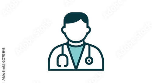 Male doctor icon avatar in flat line style with stethoscope medical professional vector