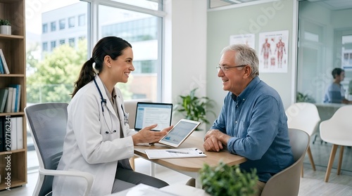 Doctor Consults with Patient, Discussing Digital Health Records