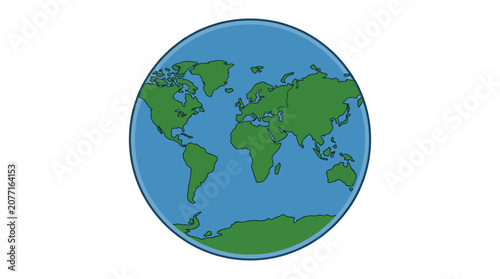 The globe showcases Earth with continents and oceans from space