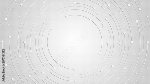 Abstract white and gray technology background with circular circuit lines vector